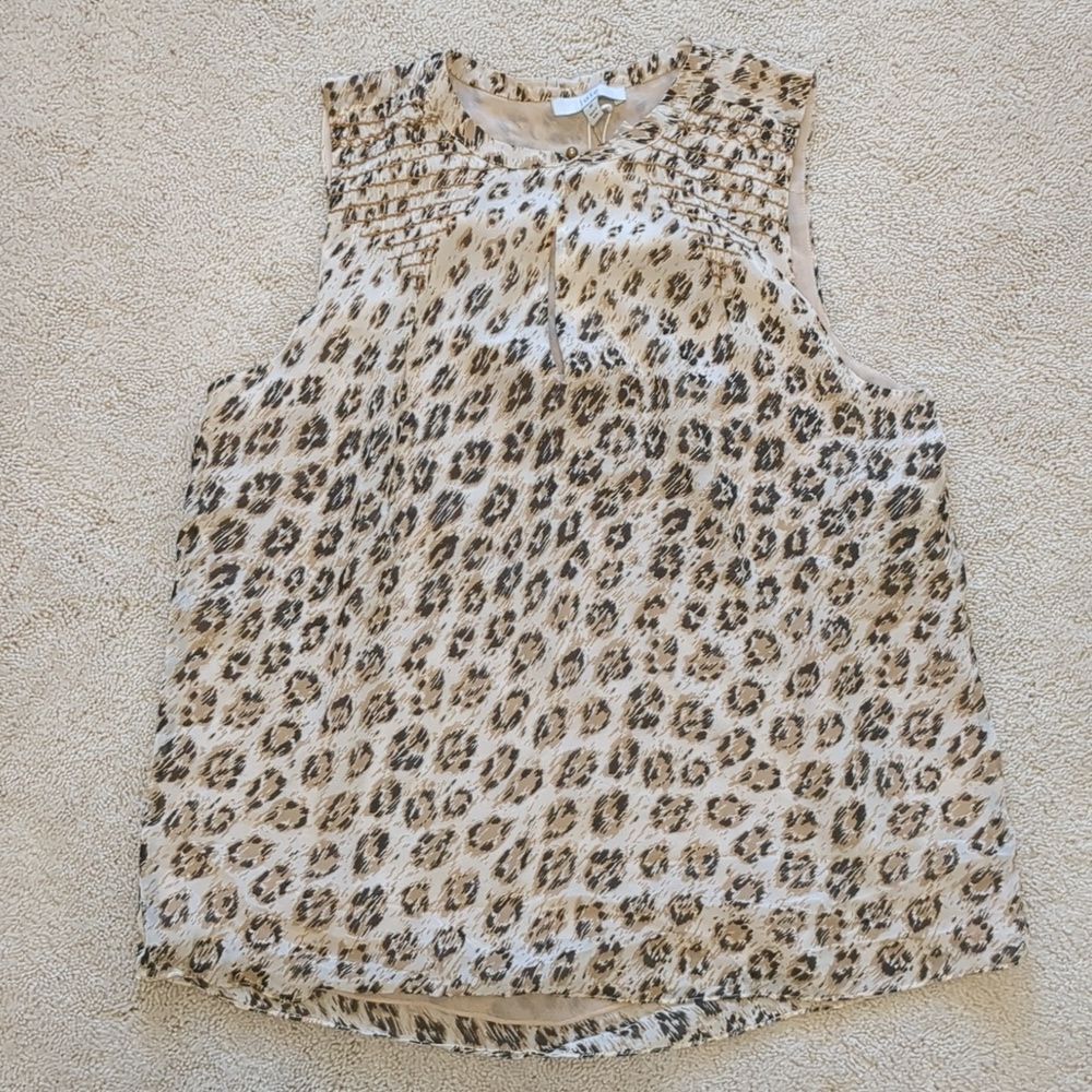 NWT Joie Corie Silk Leopard Print Blouse Size M